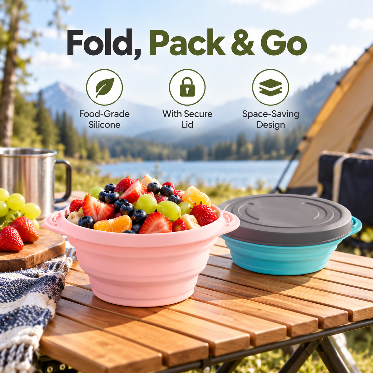 Collapsible Silicone Bowl with Lid