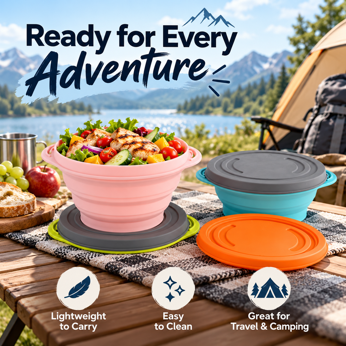 Collapsible Silicone Bowl with Lid
